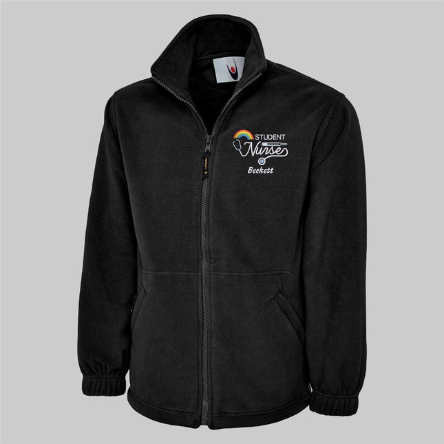 Custom Embroidered Nurse Fleece Jacket, Student Nurse Monogram Jacket, Rainbow Logo Zip Up Jacket, Healthcare Medical Worker Staff Uniform