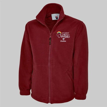 Custom Embroidered Nurse Fleece Jacket, Student Nurse Monogram Jacket, Rainbow Logo Zip Up Jacket, Healthcare Medical Worker Staff Uniform
