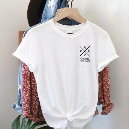 Papa Monogram T-Shirt, Custom Shirt with Kids Name and Date, Fathers Day Gift, Gift for Grandpa or New Dad, Custom Dad Shirts, Cool Dad Gift