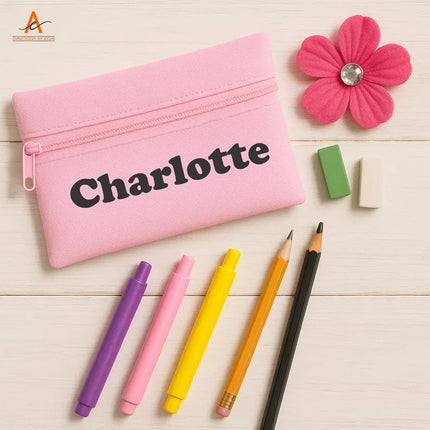 Personalised Pencil Case With Kids Names – Custom Zip Pouch For Girls & Boys, Kids Gift