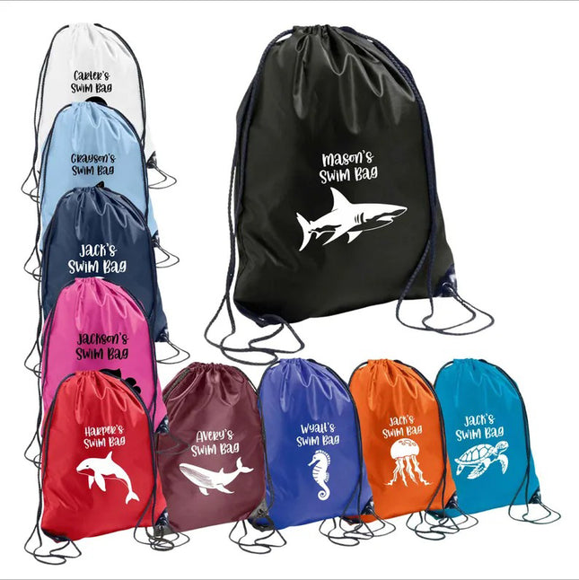 Personalised Drawstring Swim Kids Bag – Custom Kids Name PE Printed Bag for Boys