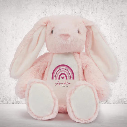 Personalised Baby Soft Bunny Toy –&nbsp; Custom Name/Date New Born Baby Gifts