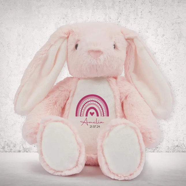 Personalised Baby Soft Bunny Toy –  Custom Name/Date New Born Baby Gifts