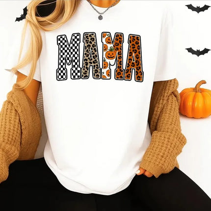 Mama Pumpkin Leopard T-Shirt, Fall Halloween Shirt for Moms, Autumn Fall Tee Top, Pumpkin Mama Shirt, Thanksgiving Fall Gift, Halloween Gift