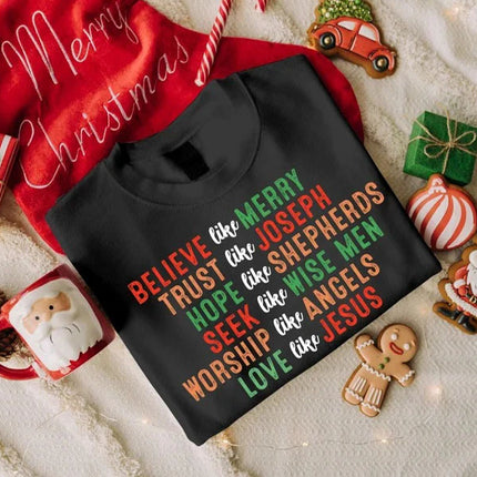 Christmas Faith Sweatshirt, Christian's Christmas Printed Sweater, Believe Like Mary Jumper, Christmas Matching Top, Religious Holiday Gifts