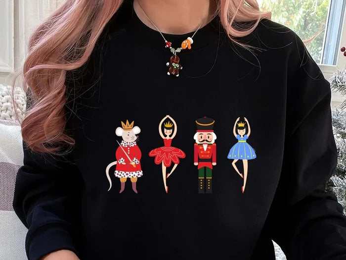 Christmas Nutcracker Sweatshirt, Christmas Family Matching Sweatshirt, Sugar Fairy Printed Jumper, Xmas Adults Kids Jumper, Christmas Gifts