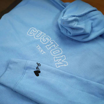 Custom Hoodie, Personalised Embroidered Text Hooded Sweatshirt, Mr and Mrs Initial Matching Anniversary Jumper, Memorial Couple Matching Top