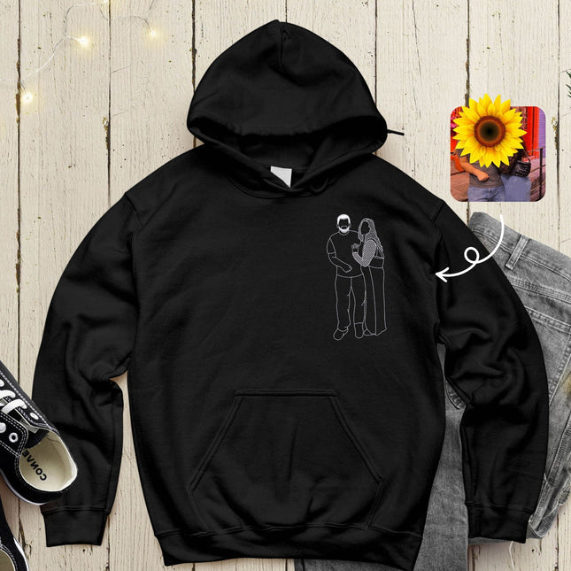 Custom Photo Hoodie, Embroidered Dog Outline Sketch on Jumper, Personalised Pet Portrait From Picture Sweatshirt, Dog Mom Hoody, Couple Gift