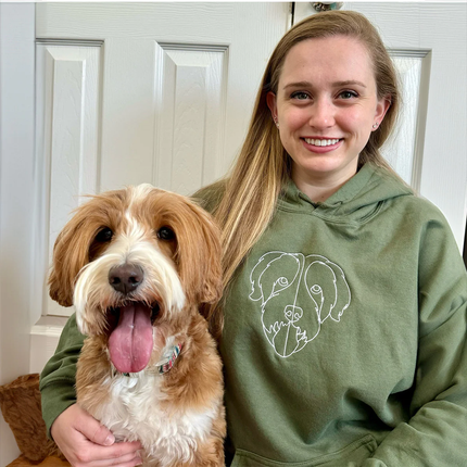 Personalized Embroidered Sketch Portrait Hoodie, Couple Matching Gift, Memorial Gift