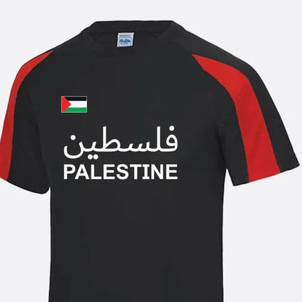 Palestine Flag Football Shirt, Palestine Arabic Name Printed T Shirt, Palestine Football Lover Tee Tops, Fully Polyester Shirt, Muslims Gift