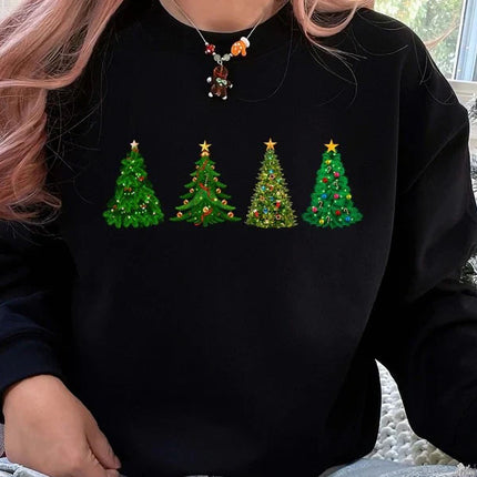 Christmas Trees Sweatshirt, Xmas Crewneck Printed Sweatshirt, Christmas Holidays Jumper, Xmas Pine Trees Sweater, Comfy Christmas Outfits