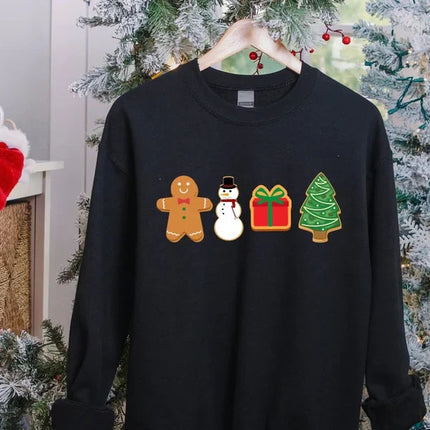 Christmas Gingerbread Cookies Sweatshirt, Xmas Family Matching Printed Sweater, Christmas Holidays Adults Kids Sizes Jumpers, Xmas Eve Gifts