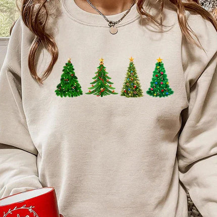 Christmas Trees Sweatshirt, Xmas Crewneck Printed Sweatshirt, Christmas Holidays Jumper, Xmas Pine Trees Sweater, Comfy Christmas Outfits