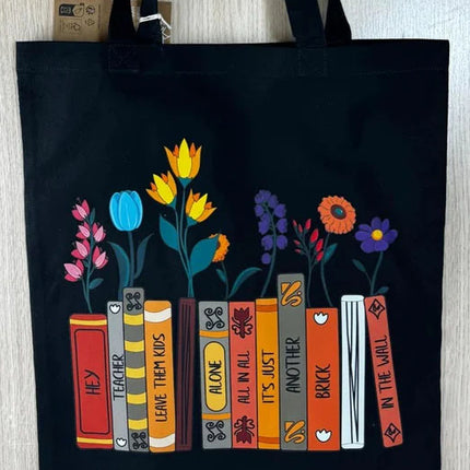 Personalised Birth Flower Tote Bags, Custom Books Titles Printed Floral Canvas Bag, Book Lovers Special Gifts, Anniversary Presents for Wife