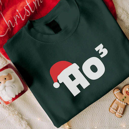 Christmas Santa Hat Printed Sweatshirt, Ho Ho Ho3 Crewneck Xmas Sweatshirt, Christmas Family Matching Jumper, Xmas Party Funny Ho3 Outfits