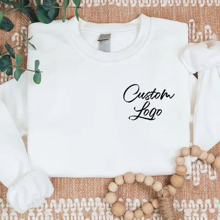 Custom Logo Sweatshirt, Personalized Design/Logo Printed Sweater, Customised Company Logo Jumper, Comfy Unisex Easyfit Jumpers, Gift for Him