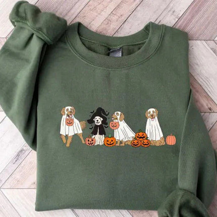 Golden Retriever Halloween Sweatshirt, Halloween Ghost Dogs Jumper, Gift for Halloween