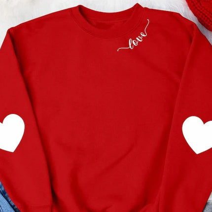 Valentines Elbow Heart Patch Sweatshirts, Teacher Valentine Heart Printed Crewnecks, Love Heart Sweatshirt, Valentine Tops, Valentine Gifts