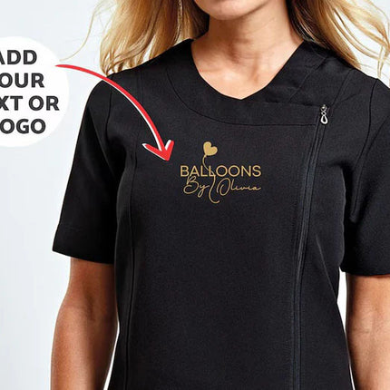 Personalized Beauty Tunics, Custom Text/Logo Printed Half-Sleeve Tunics for Barbers, Hairdressers and Artists, Great Gifts for Beauticians