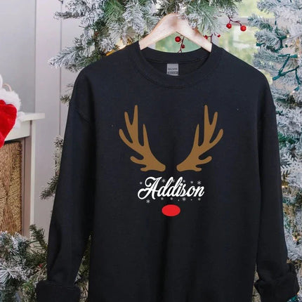 Custom Christmas Sweatshirt, Personalised Name Family Matching Sweater, Christmas Monogram Printed Jumper, Christmas Eve Party Comfy Outfits