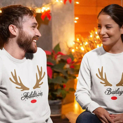 Custom Christmas Sweatshirt, Personalised Name Family Matching Sweater, Christmas Monogram Printed Jumper, Christmas Eve Party Comfy Outfits