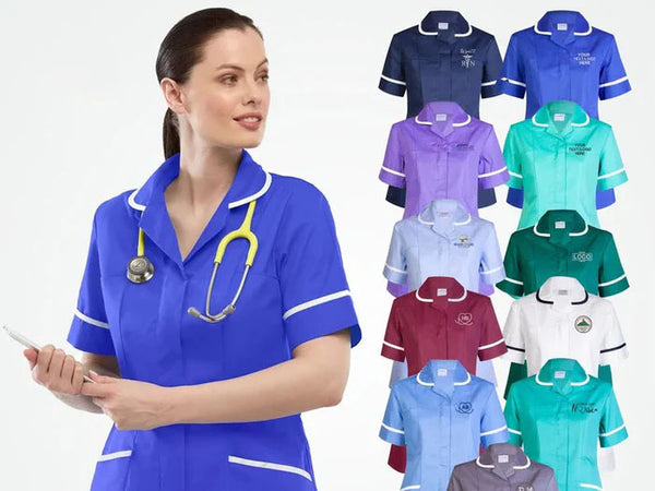 Custom Embroidery Nurse Tunic, Personalised Logo/text V Neck Tunic, Registered Nurse Top, Nurse Graduate Gift, Half Sleeves Scrub for Ladies