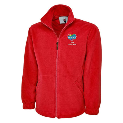 Customised Text Rainbow Heart Fleece Jacket, Personalised Name Embroidered Unisex Zip Jacket, Healthcare National Workers Nurse Doctor Gift