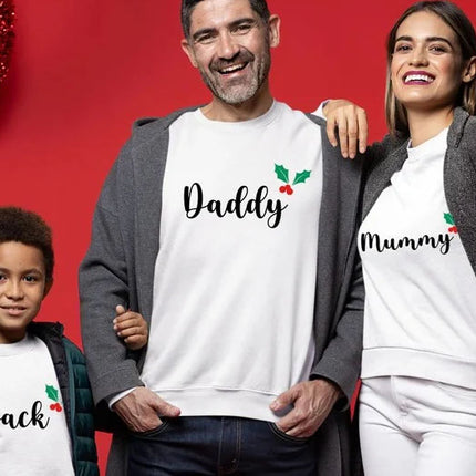 Personalised Family Christmas Sweaters, Custom Name Xmas Crewneck Sweatshirt, Mummy And Me Jumpers, Family Matching Outfits, Christmas Gift