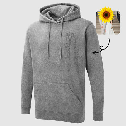 Custom Photo Hoodie, Embroidered Dog Outline Sketch on Jumper, Personalised Pet Portrait From Picture Sweatshirt, Dog Mom Hoody, Couple Gift