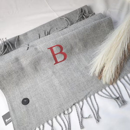 Personalised Embroidered Woven Scarves, Custom Name Scarf Gift for Husband, Comfy Winter Oversized Unisex Scarves, Anniversary Gifts for Him