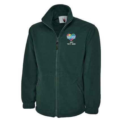 Customised Text Rainbow Heart Fleece Jacket, Personalised Name Embroidered Unisex Zip Jacket, Healthcare National Workers Nurse Doctor Gift