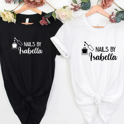 Custom Saloon Shirt, Nail Technician Any Name Printed T Shirt, Personalised Logo Beauticians Make Up Artist Uniform, Barbers Spa Uniform Top