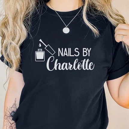 Custom Saloon Shirt, Nail Technician Any Name Printed T Shirt, Personalised Logo Beauticians Make Up Artist Uniform, Barbers Spa Uniform Top