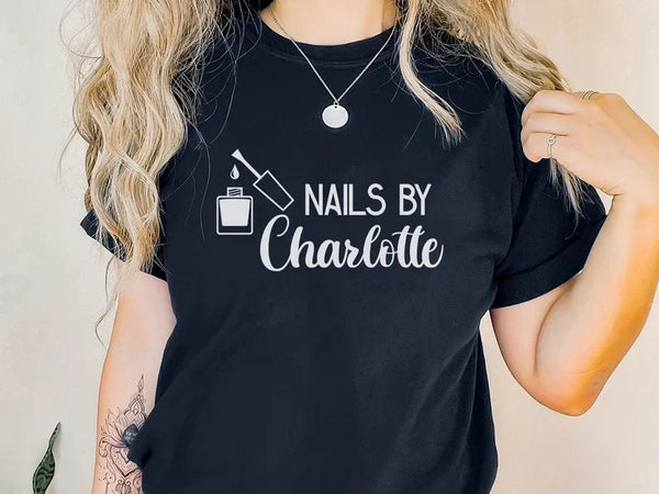 Custom Saloon Shirt, Nail Technician Any Name Printed T Shirt, Personalised Logo Beauticians Make Up Artist Uniform, Barbers Spa Uniform Top