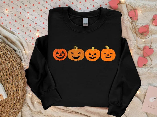 Funny Halloween Pumpkin Sweater, Fall Winking Pumpkin Printed Sweatshirt, Halloween Jack o Lantern Jumper, Spooky Season, Halloween Gifts