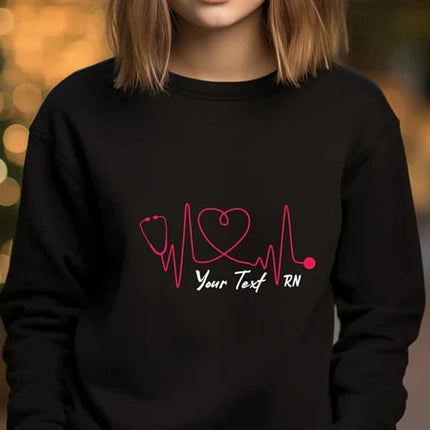 Personalised Christmas Nurse Sweatshirt, Custom Name RN Christmas Sweaters, Xmas Nurse Women Jumpers, Christmas Clothing, Nurse Xmas Present