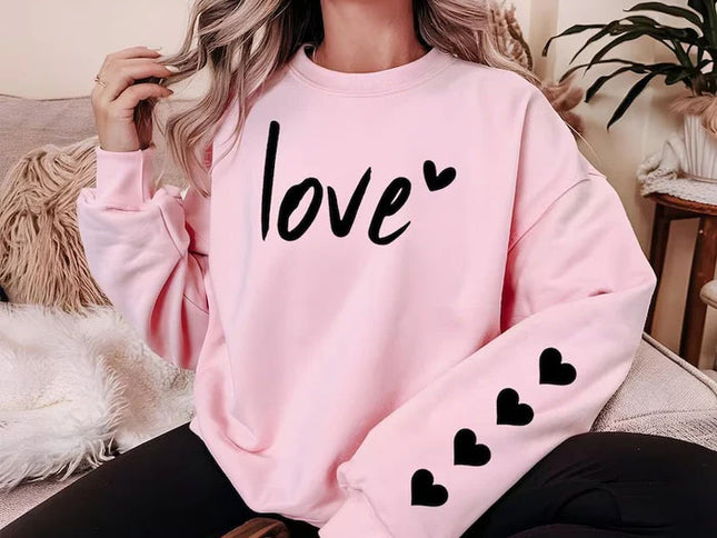 Valentine's Day Women Sweatshirt, Love Sweatshirt, Lover Hearts Printed Jumper