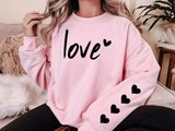 Valentine's Day Women Sweatshirt, Love Sweatshirt, Lover Hearts Printed Comfy Pullover Jumper, Girlfriend Valentine Crewnecks, Gifts for Her