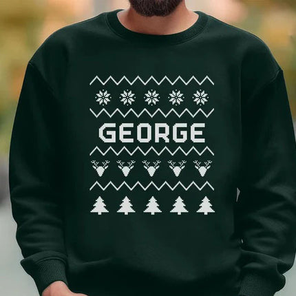 Personalised Christmas Sweatshirt, Custom Name Printed Xmas Jumper, Christmas Couple Matching Sweater, Xmas Party Adults Top, Christmas Gift.