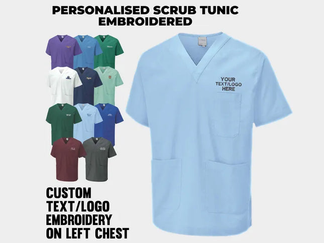Personalised Medical Nurse Scrub Tunic, Custom Text & Logo Nursing Medical Tunic