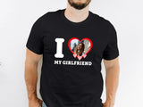 I Love My Girlfriend Custom Photo T Shirt, Couples Matching Birthday Party Graphic Tee Shirt, Personalised Photo Printed Top, Gift for GF BF