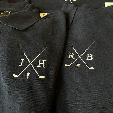 Customised Mens Polo Shirt, Golf Embroidery Polo Tee Shirt, Personalised Initials Monogrammed Matching Tshirt, Golfer Lover Gift for Husband