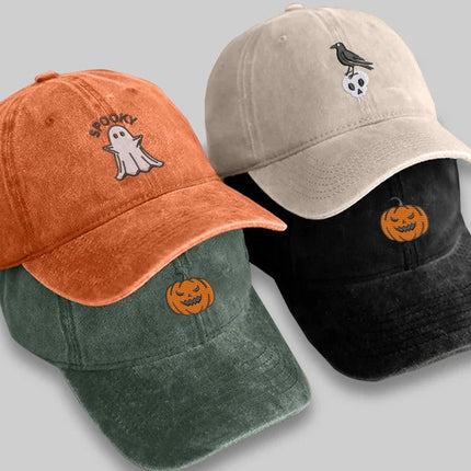 Embroidered Halloween Vintage Caps, Halloween Designs Baseball Hat, Halloween Ghost Pumpkin Snapbacks, Cotton Hats, Halloween Matching Caps