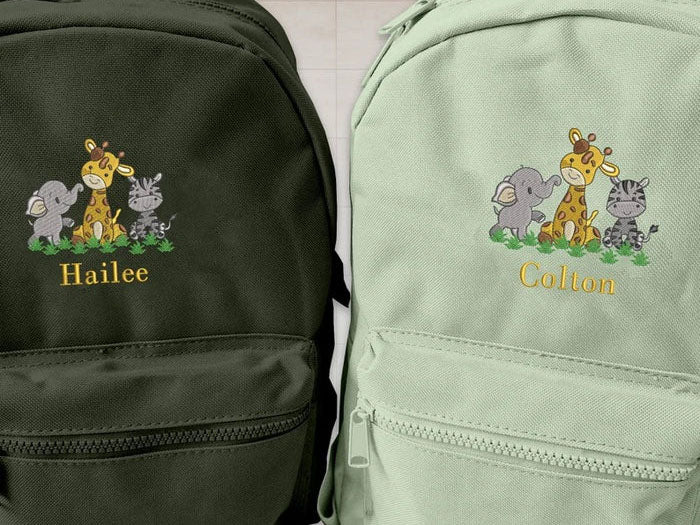 Personalised Kids School Backpack, Custom Name Embroidered Mini Backpack, Cute Safari Animals Backpack, Comfort Colors Kids Bag, School Gift