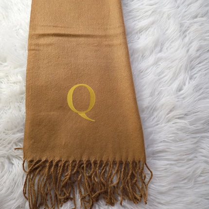 Personalised Embroidered Woven Scarves, Custom Name Scarf Gift for Husband, Comfy Winter Oversized Unisex Scarves, Anniversary Gifts for Him