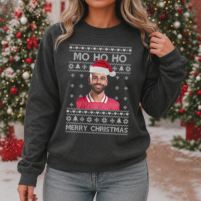 Mo Ho Ho Merry Christmas Sweatshirt, Mo Salah Red Ugly Christmas Jumper