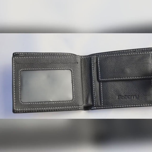 Custom Engraved Black Leather Wallet, Personalised Men's Monogrammed Wallet