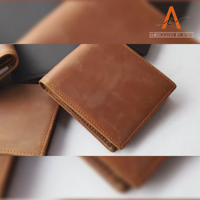 Custom Mens Leather Engraved Wallet, Personalised Name & Text Handwriting Wallet
