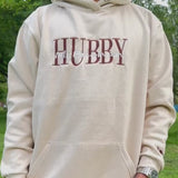 Custom Embroidered Hubby/Wifey Hoodie, Personalised Name Couple Matching Hoody, Mr and Mrs Initials Wedding Jumper, Anniversary Gift for Him