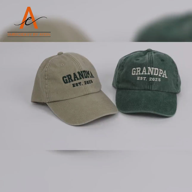 Embroidered Grandpa & Grandma Hats, Custom Est Date Baseball Hat, Mother's Day Gifts